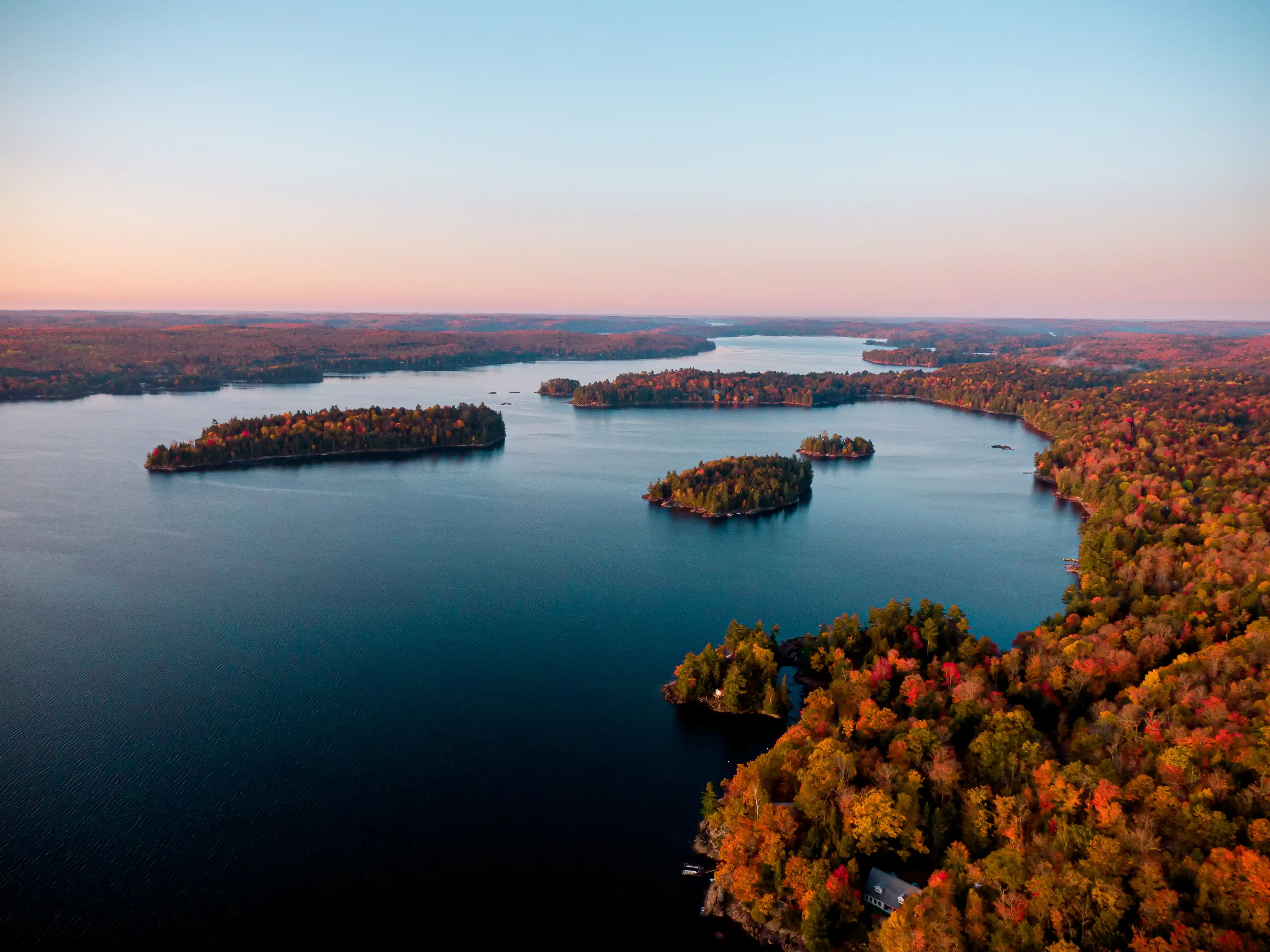 Autumn foliage at Kennisis Lake Haliburton Highlands Ontario
