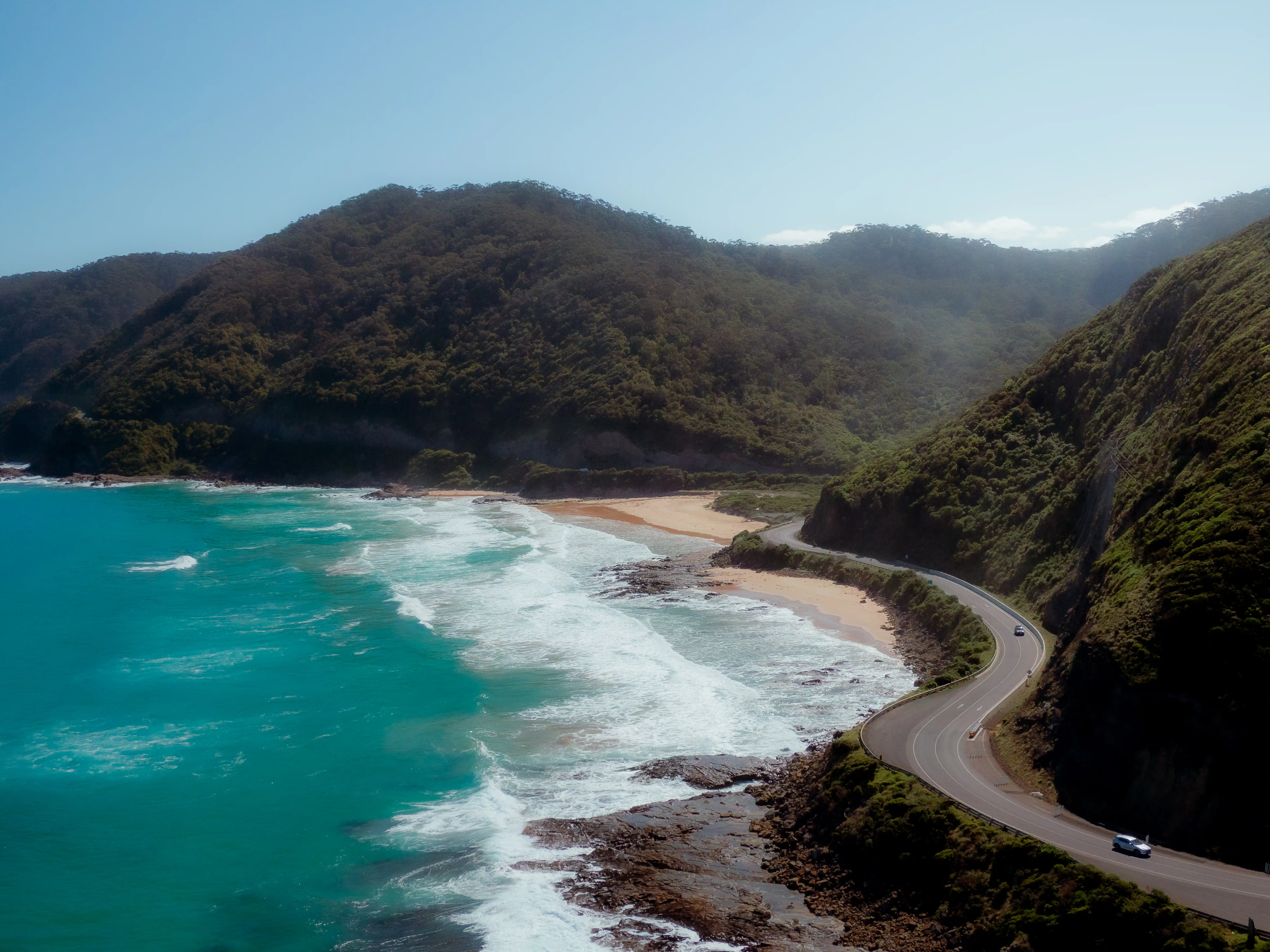 The winding Great Ocean Road along the southern coast of Victoria Australia
