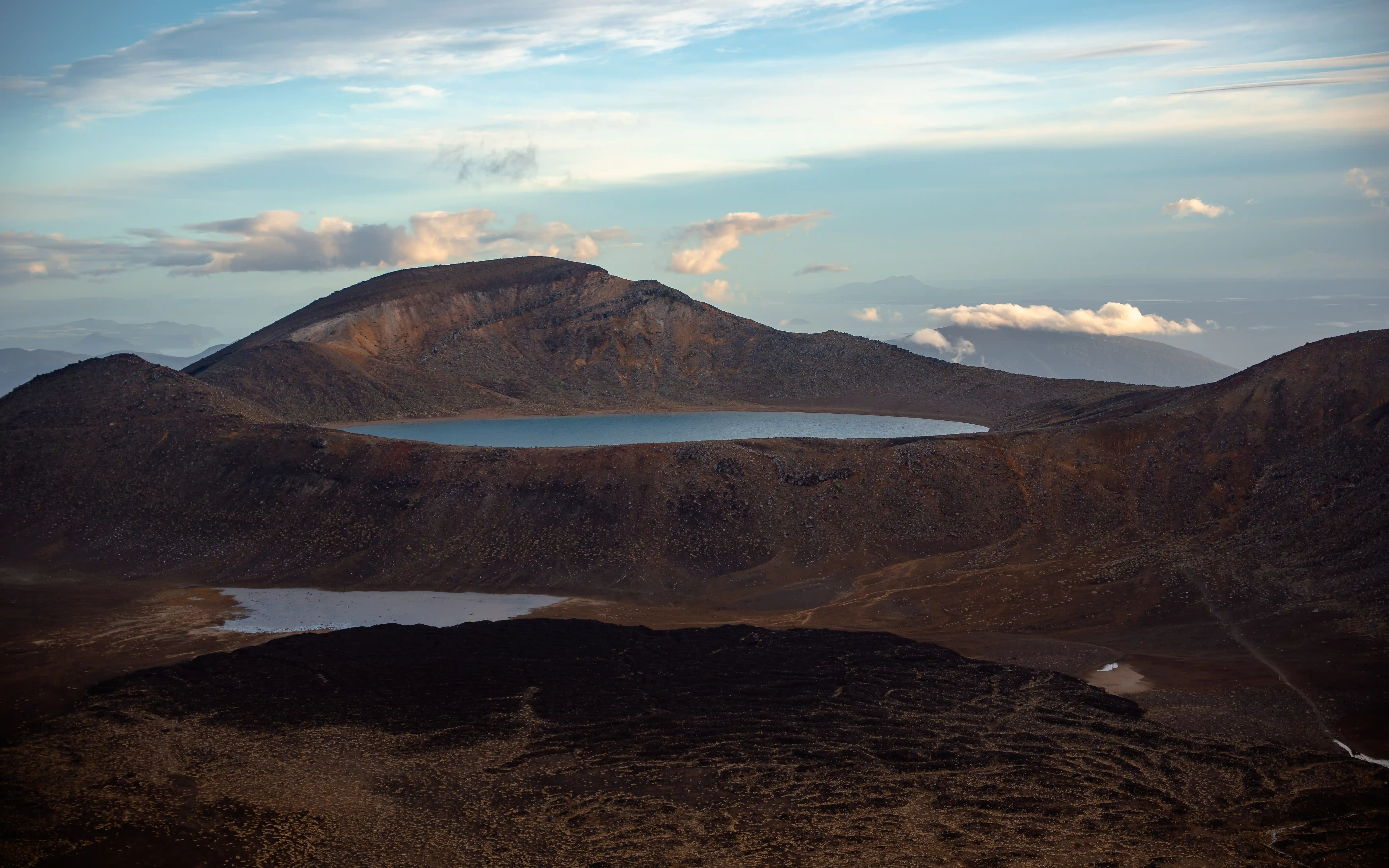 Blue Lake as seen from Red Crater with trail visible on the right